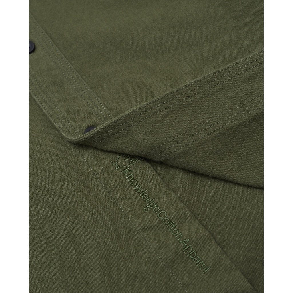 Surchemise manches longues verte effet moleskine en coton bio