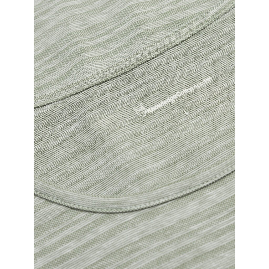 T-shirt vert clair chiné en coton bio - Slope striped pique