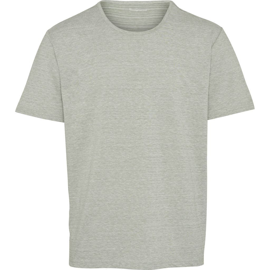 T-shirt vert clair chiné en coton bio - Slope striped pique