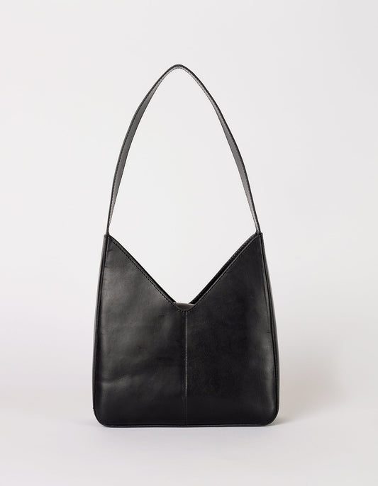 Sac à main en cuir tannage végétal | noir "Vicky black classic leather"