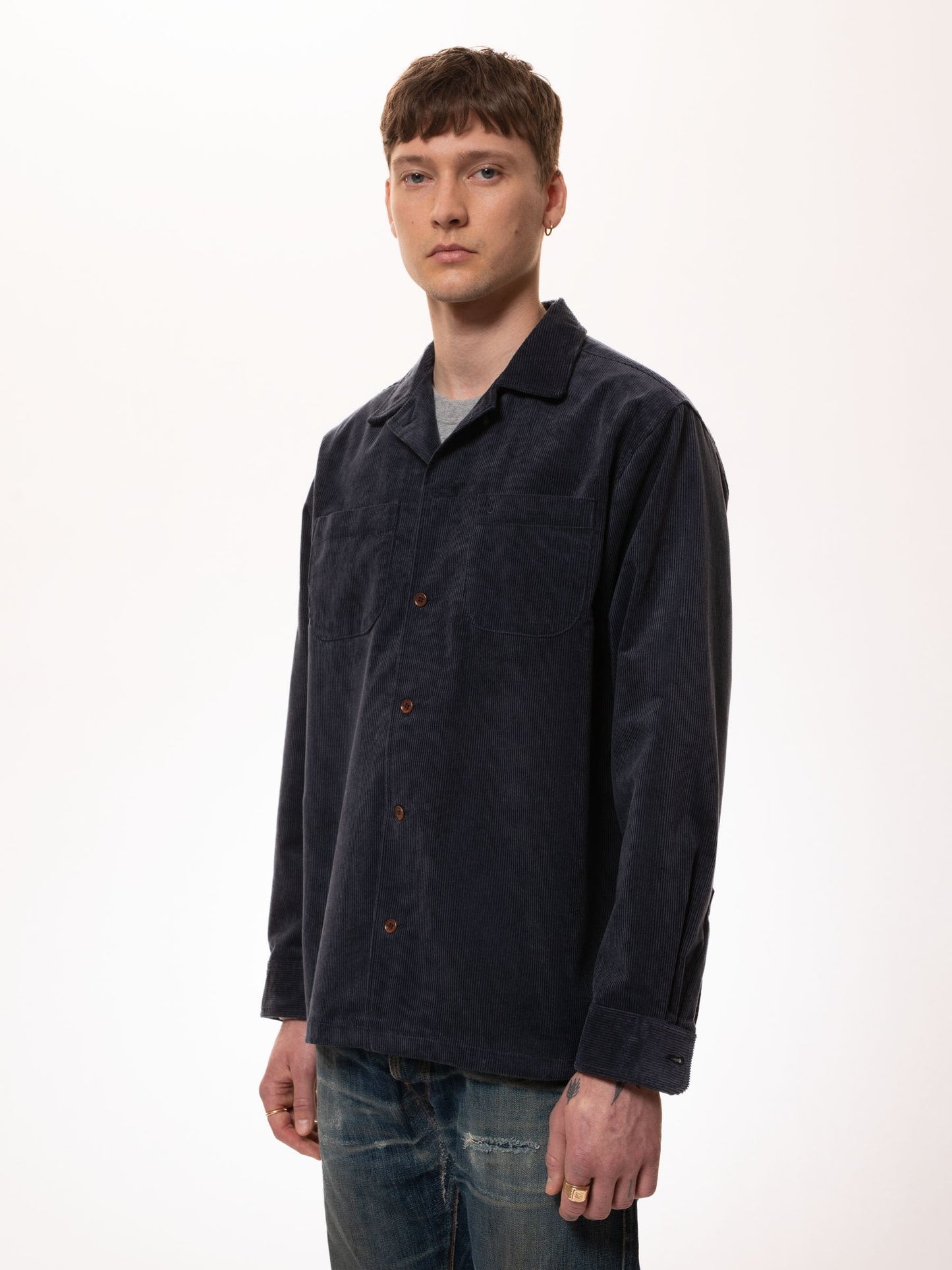 Veste marine velours en coton bio - vincent 11 wale cord navy