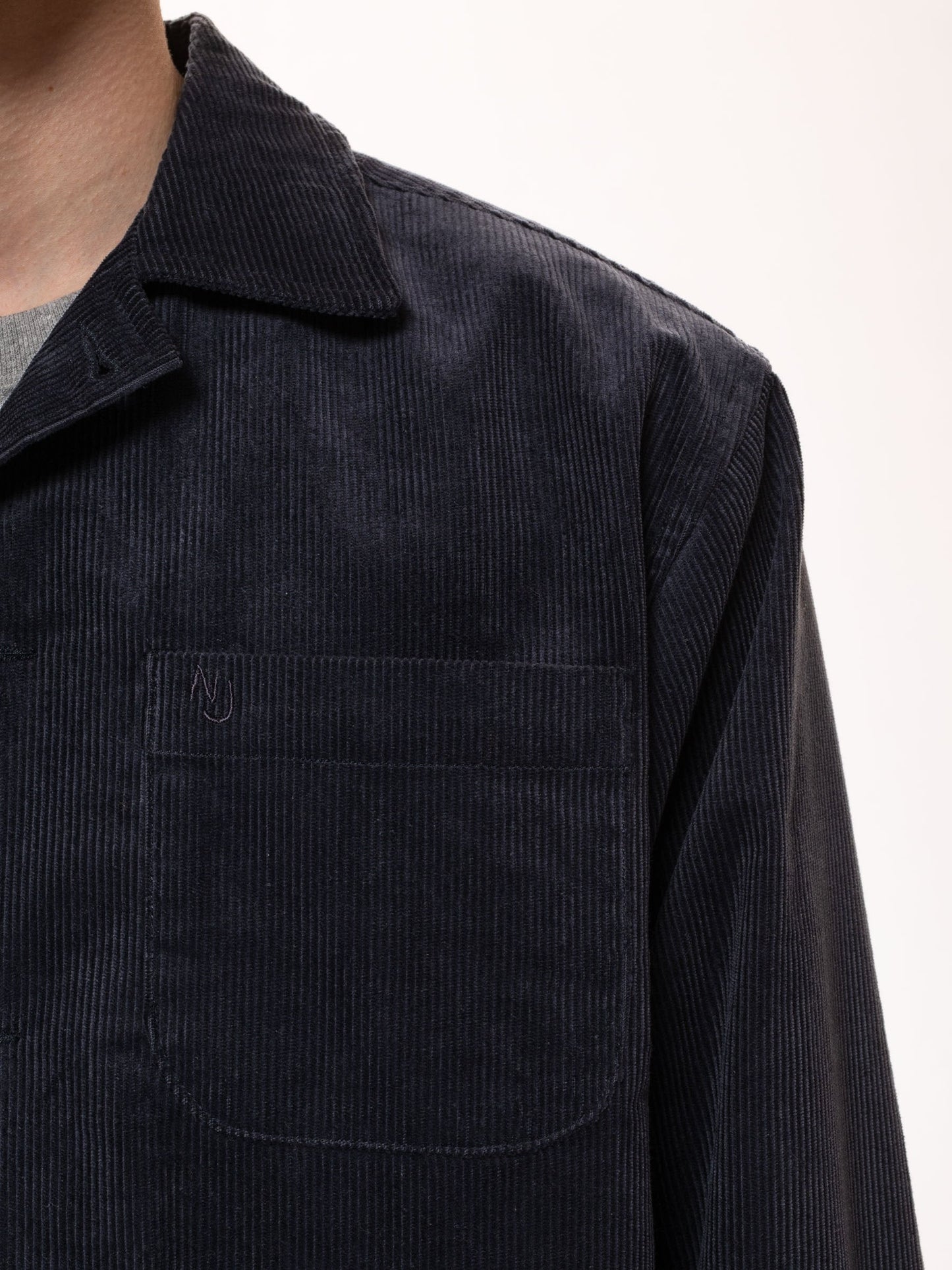 Veste marine velours en coton bio - vincent 11 wale cord navy