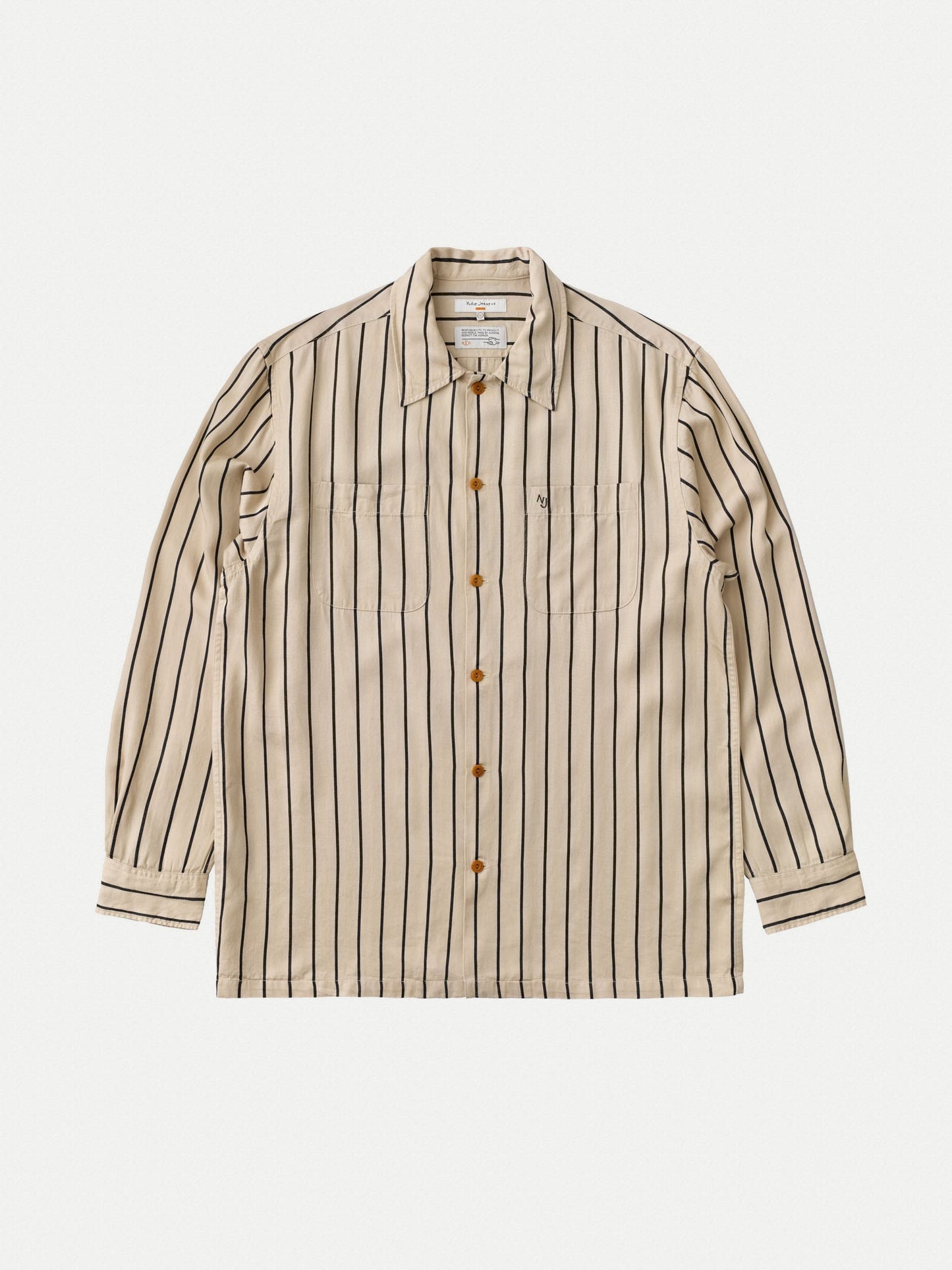 Chemise à rayures écru en tencel - vincent fluid stripe cream