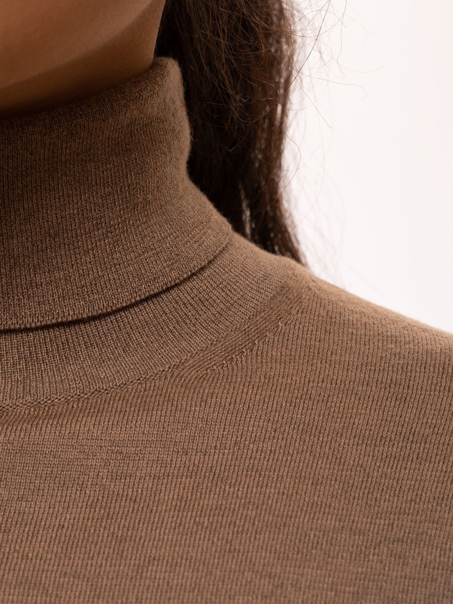 Pull col roulé camel en laine et coton bio - vivi rollneck beige