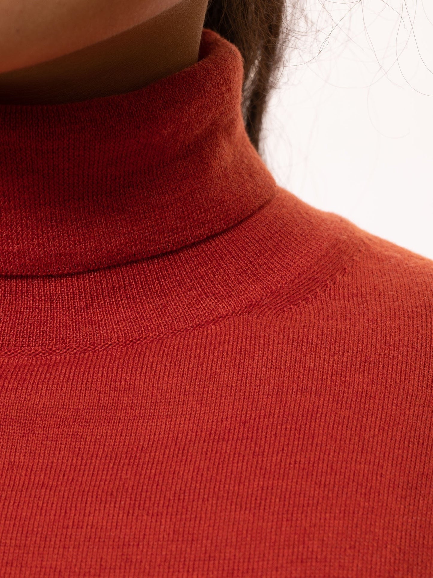 Pull col roulé rouge en laine et coton bio - vivi rollneck rosso