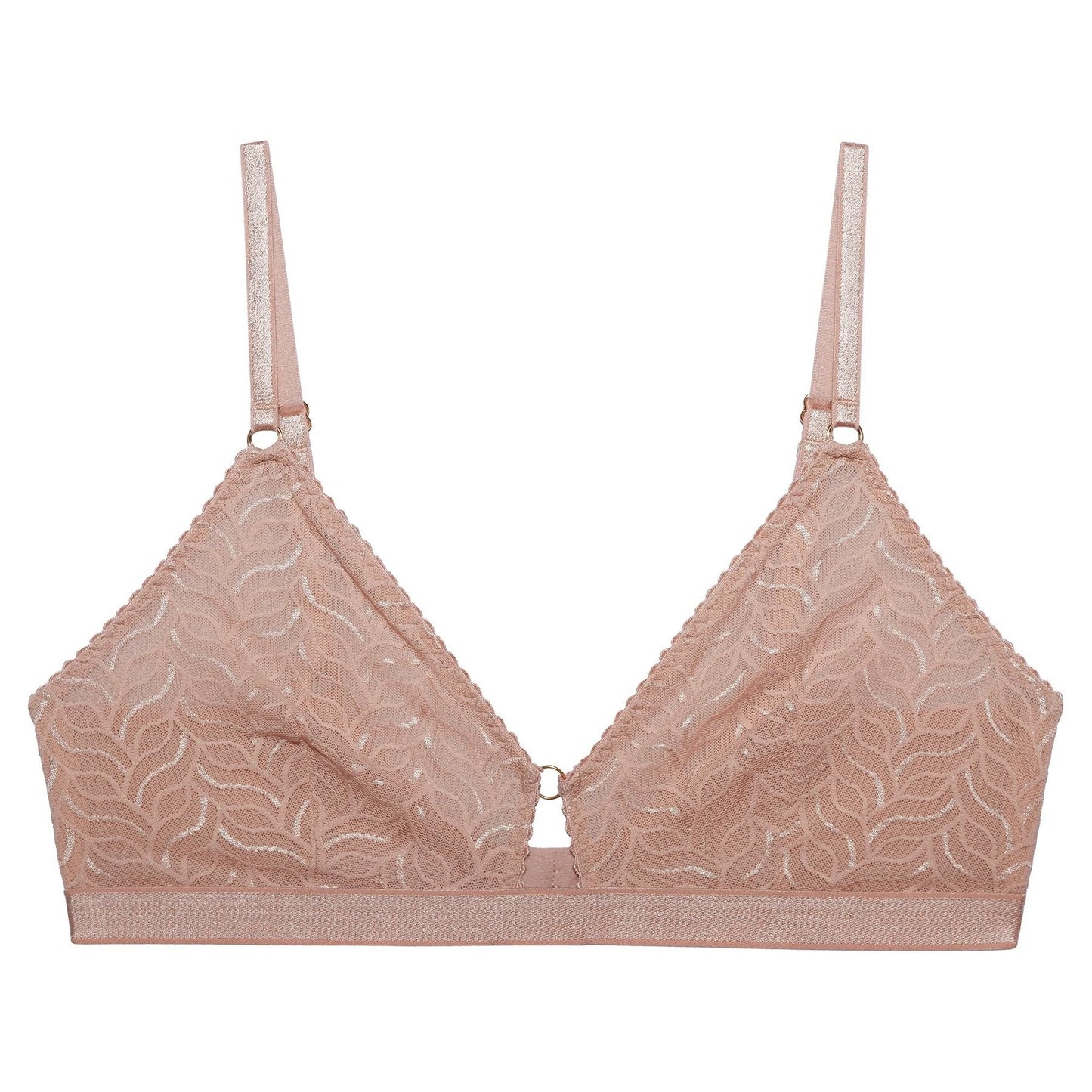 Soutien-gorge en dentelle rose poudré en polyamide recyclé - Vivi