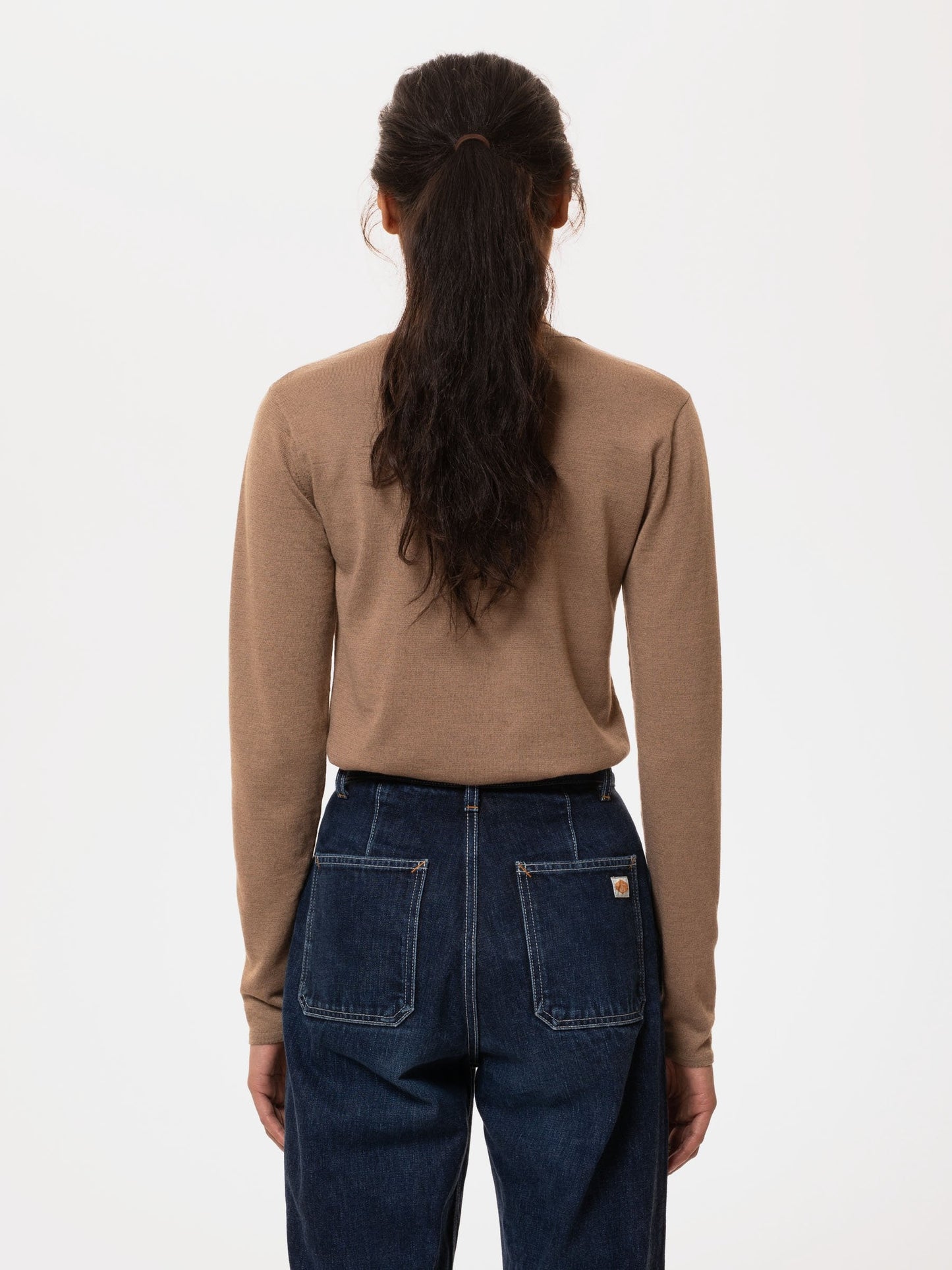 Pull col roulé camel en laine et coton bio - vivi rollneck beige