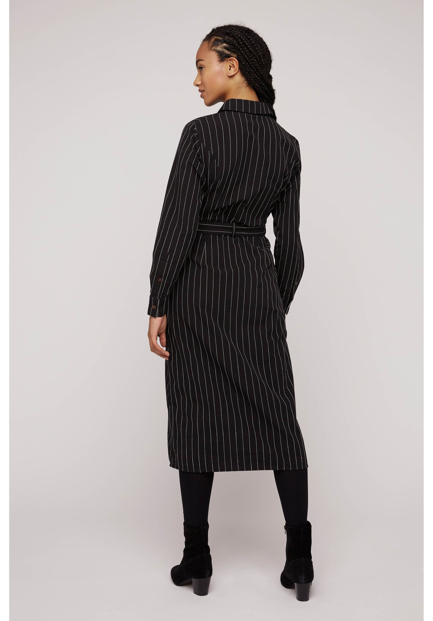 Robe chemise rayée noire en coton bio - isadora
