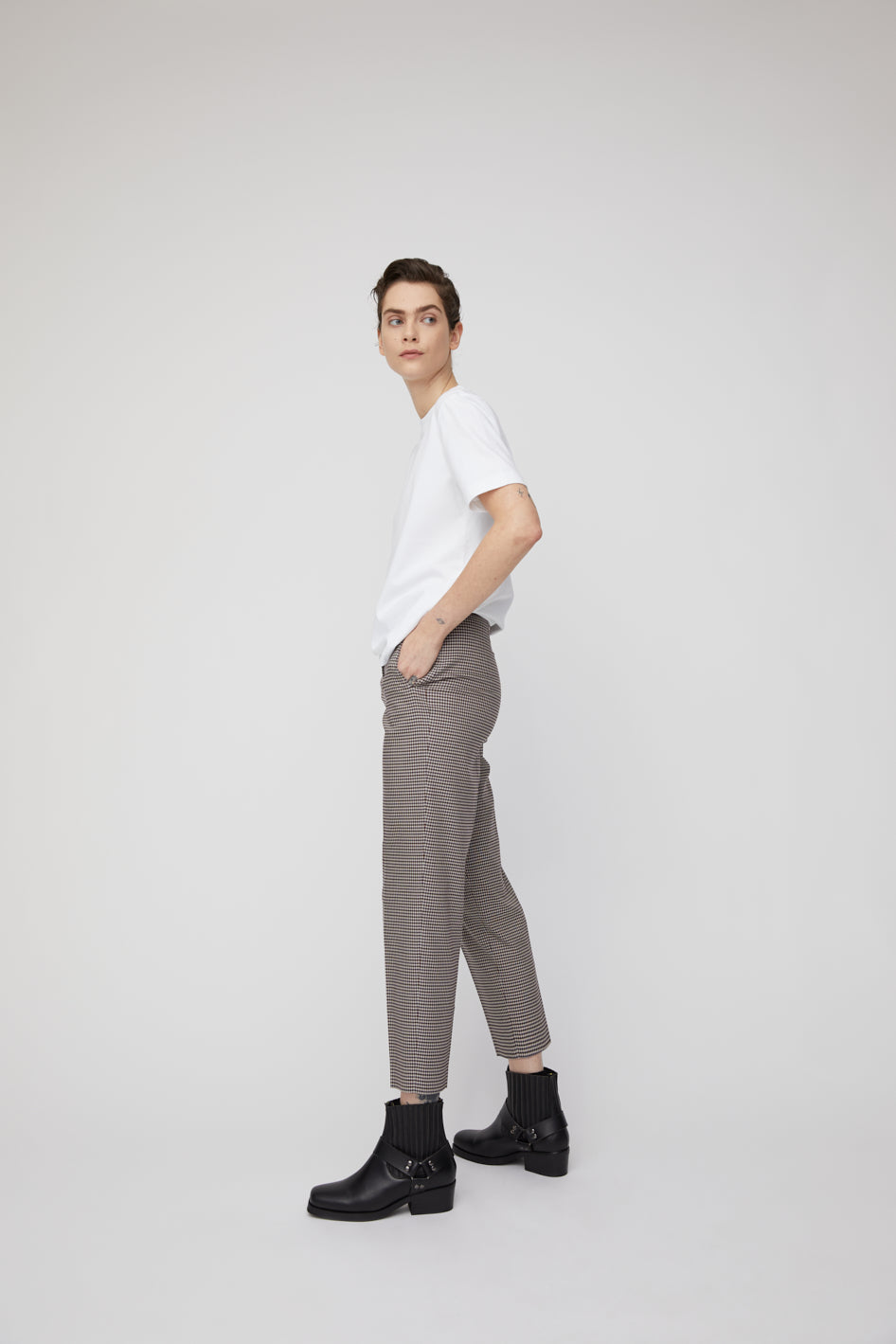 Pantalon à carreaux marron en tencel - VARMAA MICROCHECK