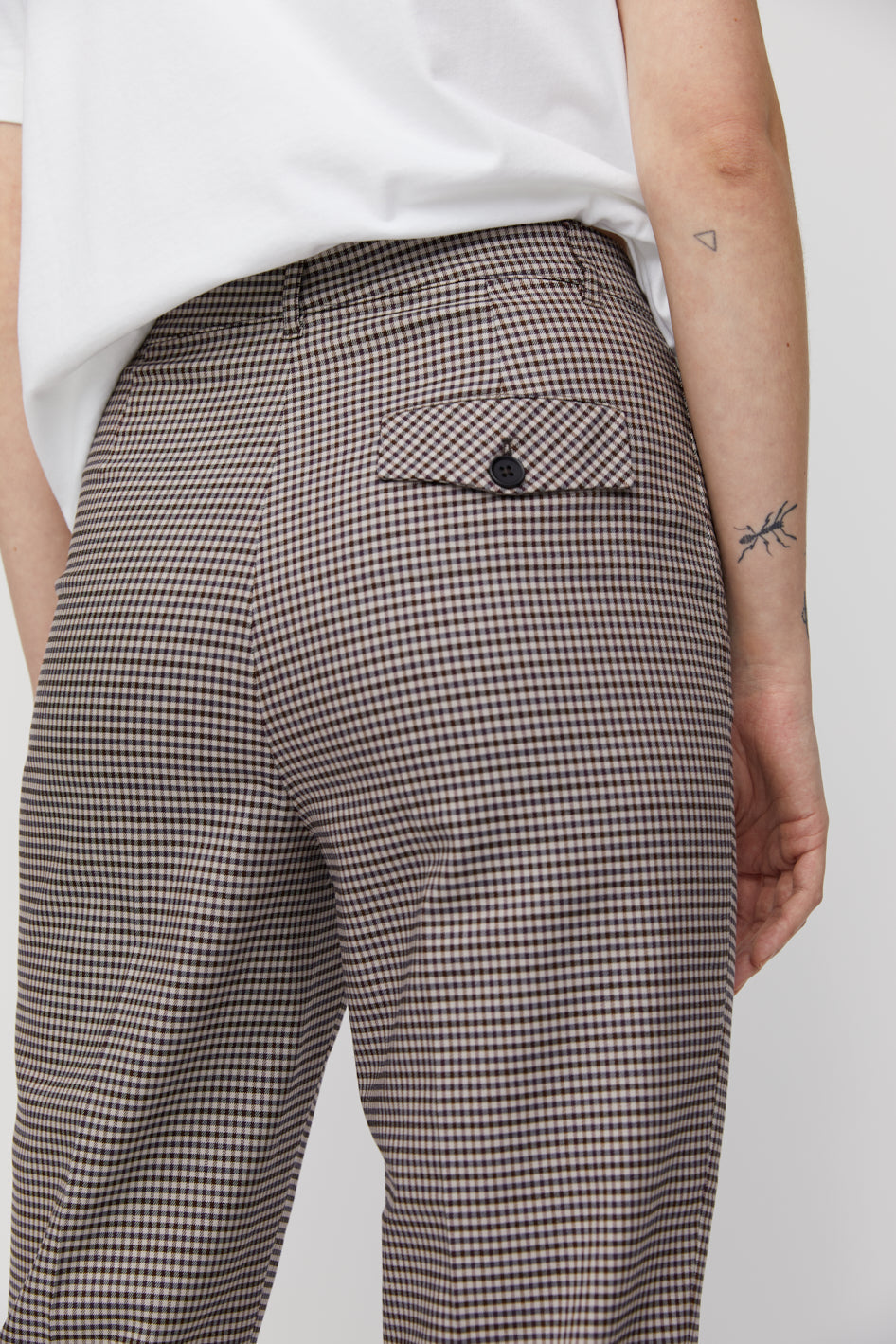 Pantalon à carreaux marron en tencel - VARMAA MICROCHECK