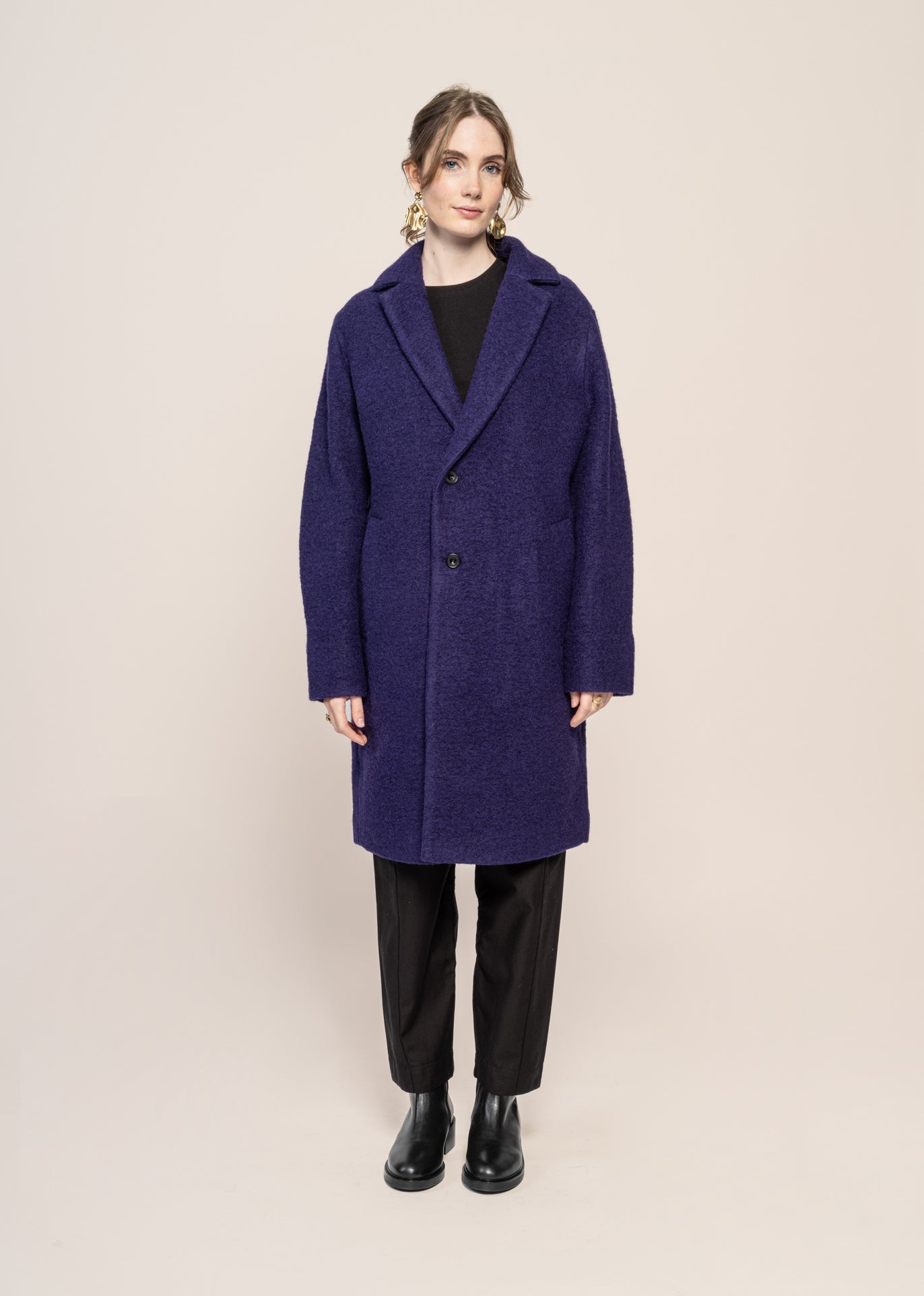 Manteau long en laine bio | violet "formal coat - deep purple"