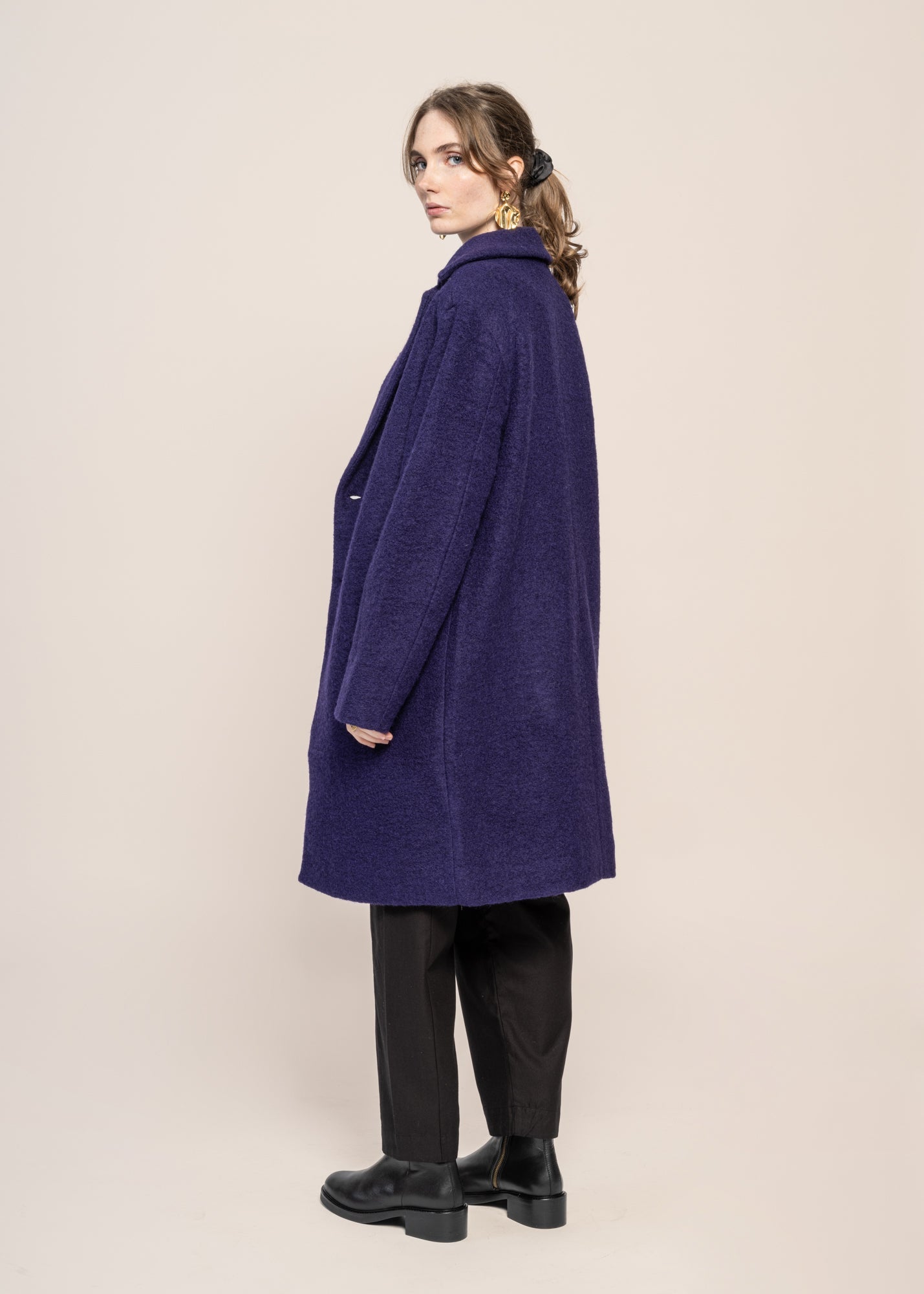 Manteau long en laine bio | violet "formal coat - deep purple"