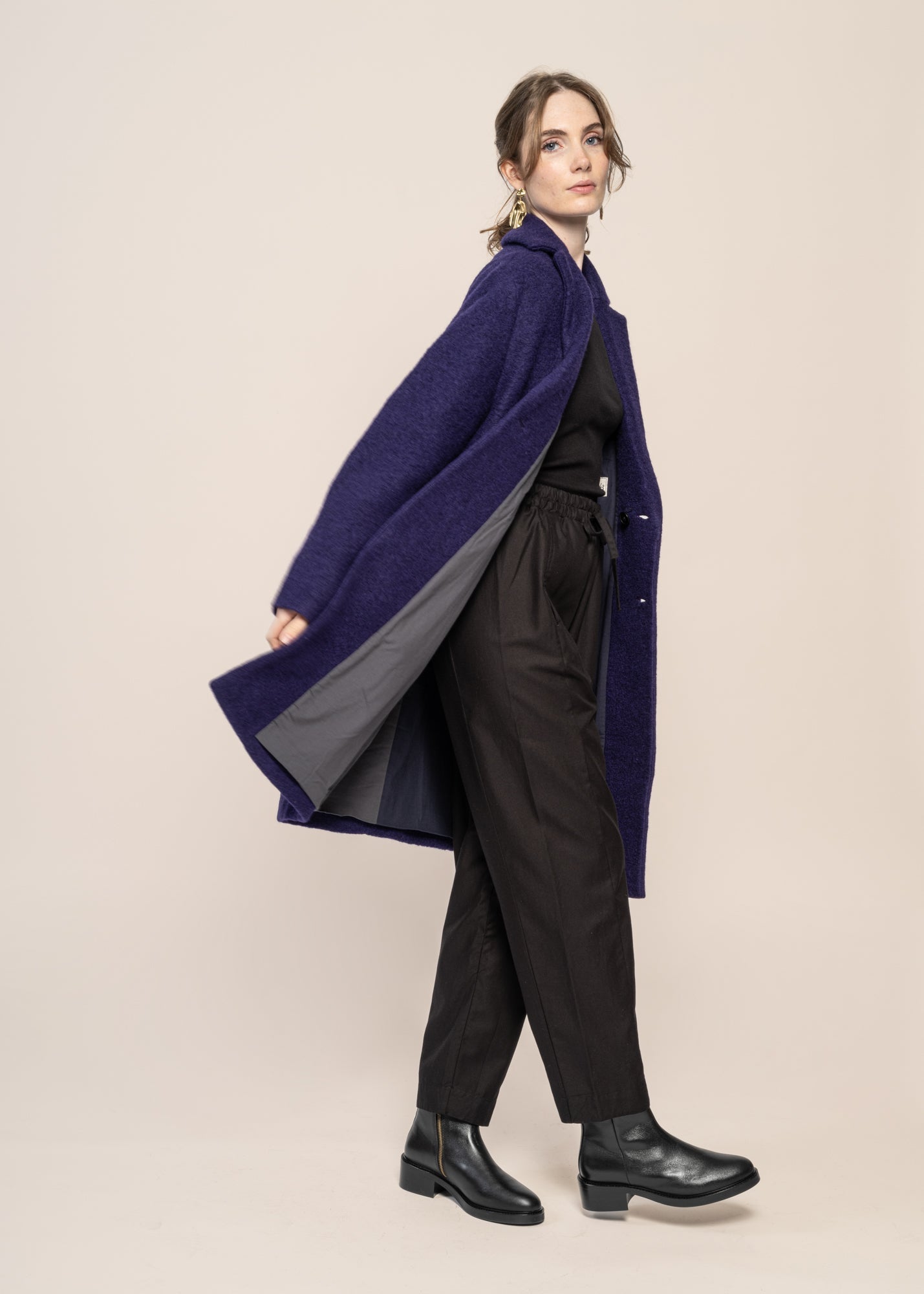 Manteau long en laine bio | violet "formal coat - deep purple"