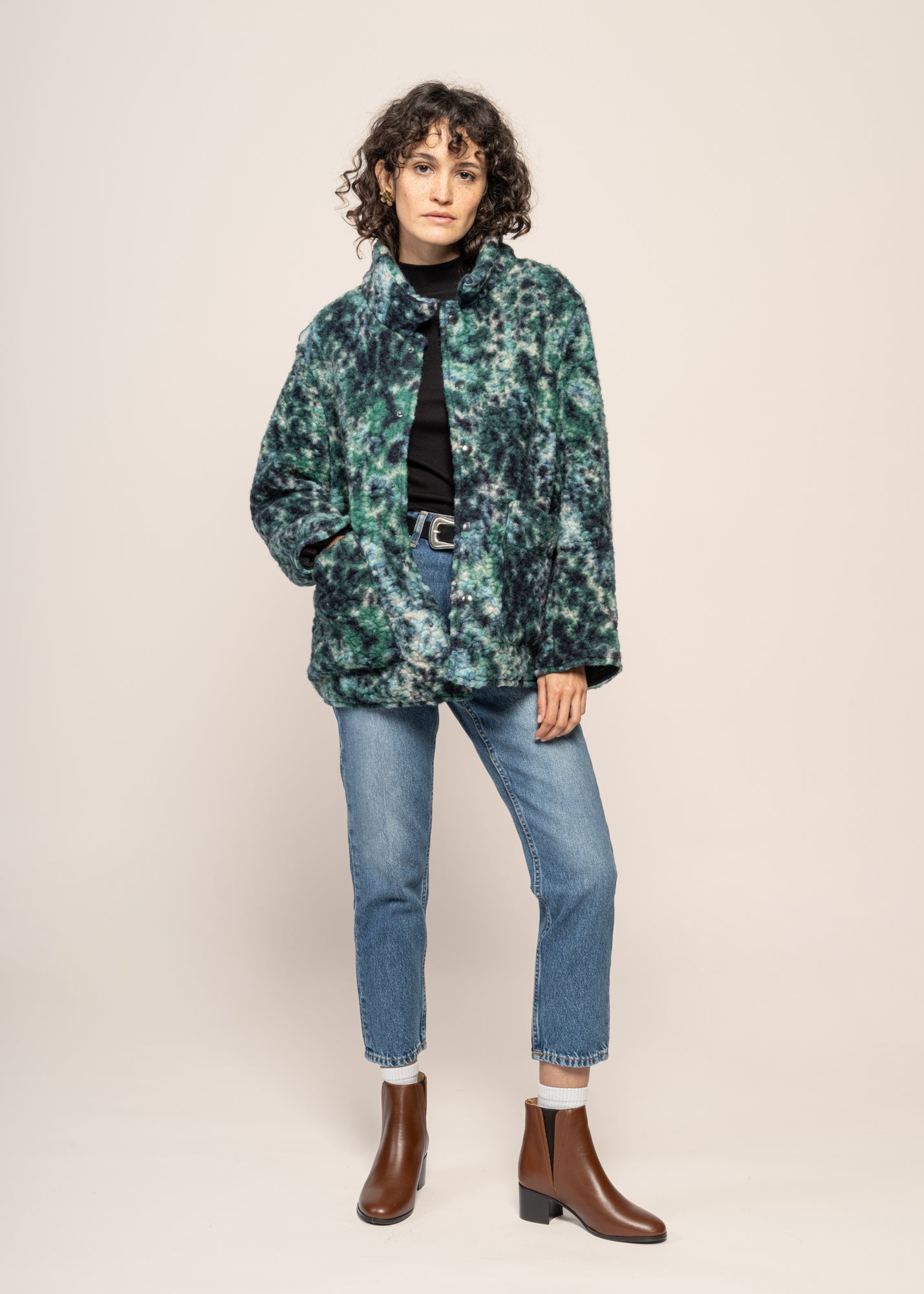 Veste en laine et coton bio | multicolore "sherpa jacket - washed multi"