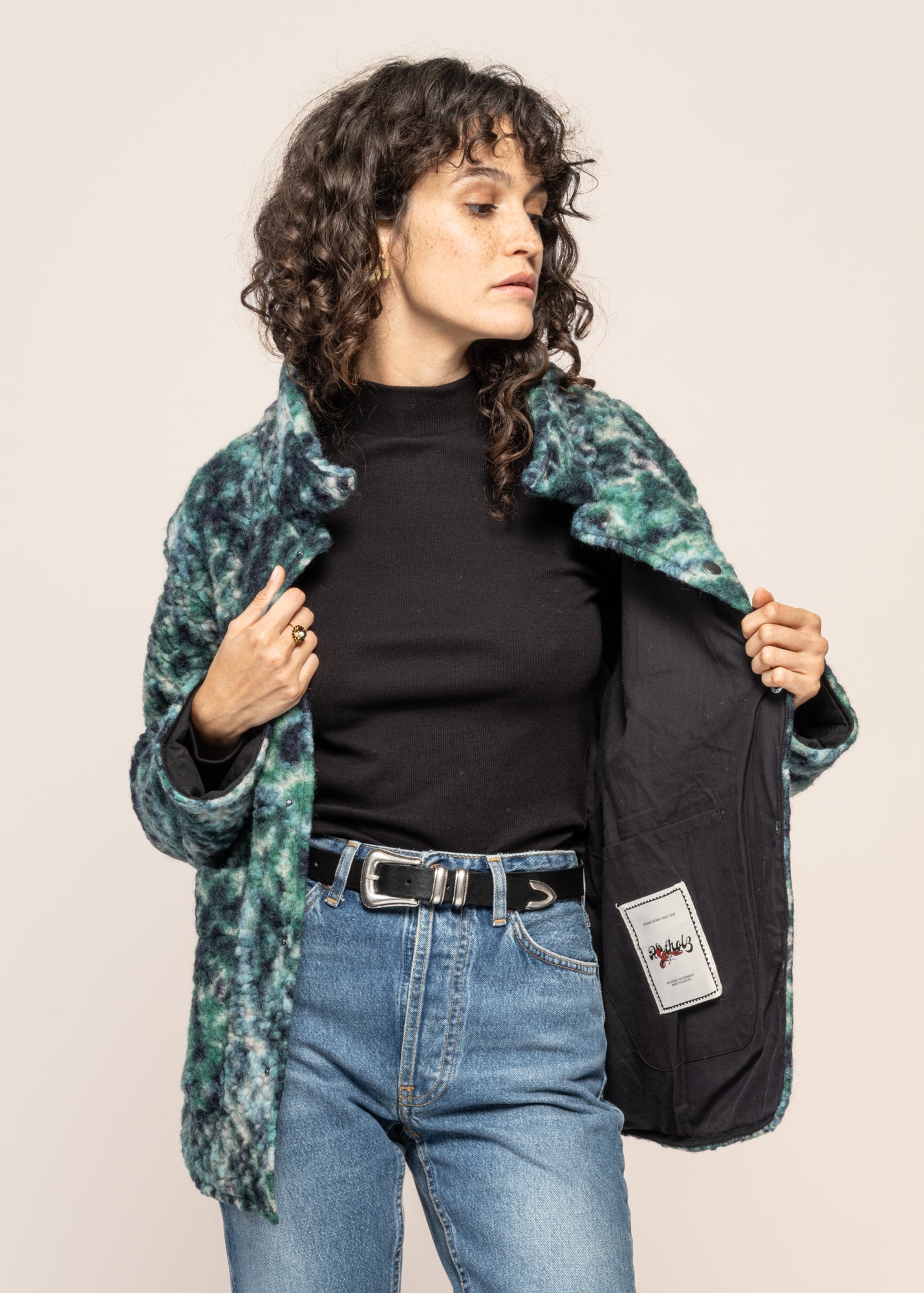 Veste en laine et coton bio | multicolore "sherpa jacket - washed multi"