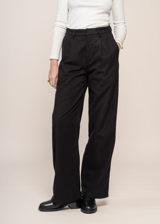 Pantalon ample flannelle en coton bio | noir "flannel pantalone - true black"