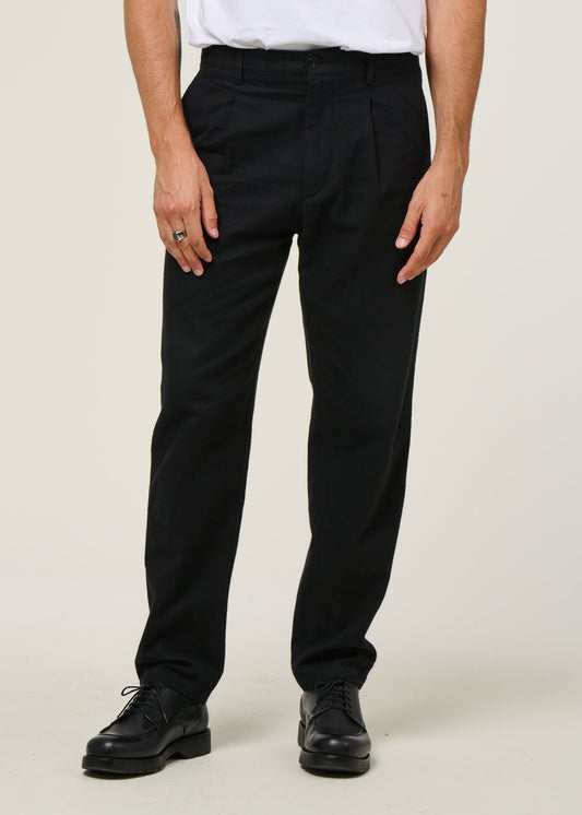 Pantalon droit flanelle en coton biologique | noir "flannel everyday pant - true black"