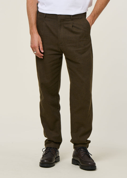 Pantalon droit en coton biologique | marron "flannel everyday pant organic cotton - twill brown"