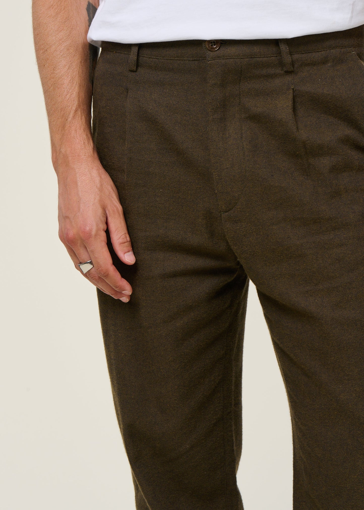 Pantalon droit en coton biologique | marron "flannel everyday pant organic cotton - twill brown"