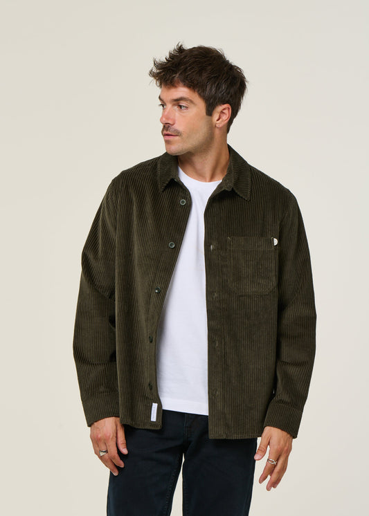 Surchemise velours en coton bio | vert "cord casual shirt organic cotton - dark green"