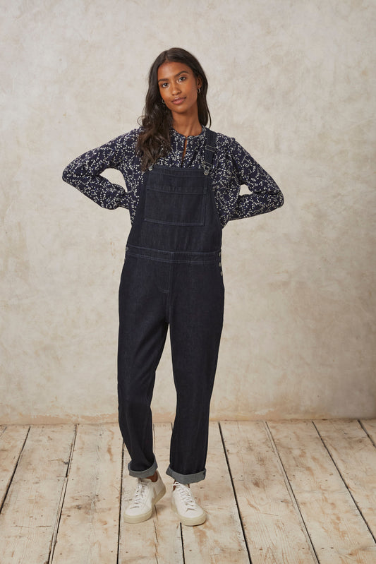 Salopette bleu foncé en coton bio - brooklyn dungarees dark blue