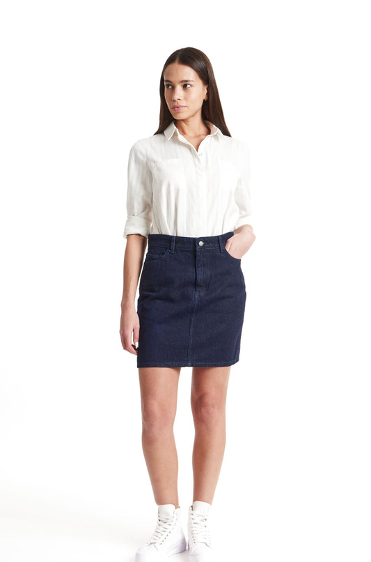 Jupe en jean bleu foncé en Coton bio - Catrina