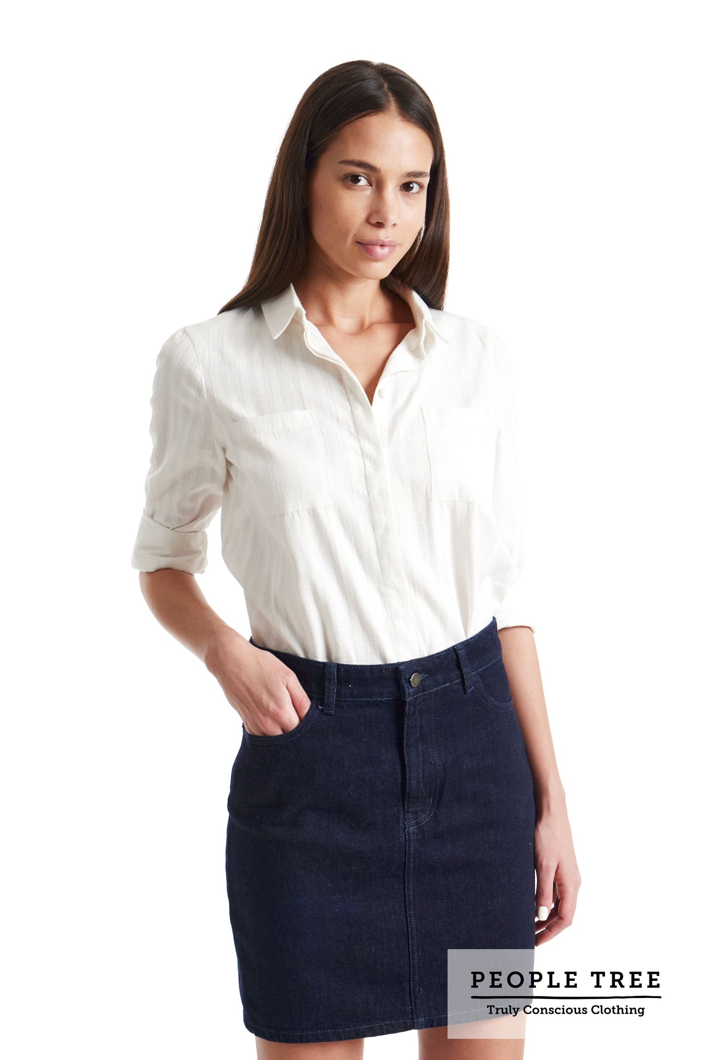 Jupe en jean bleu foncé en Coton bio - Catrina