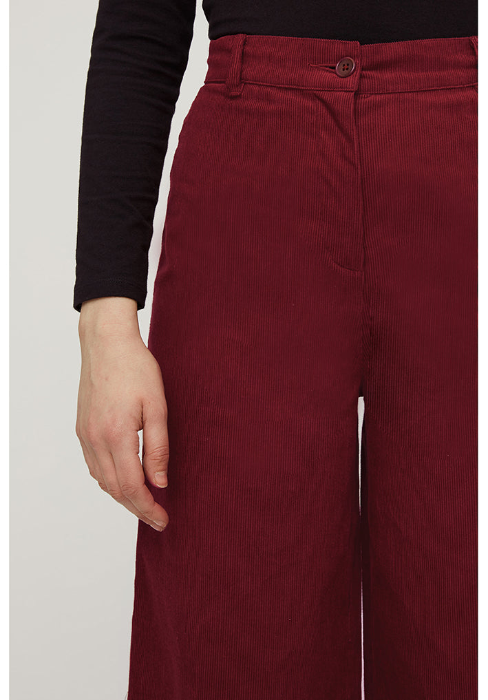 Pantalon large rouge velours en coton bio - noelle