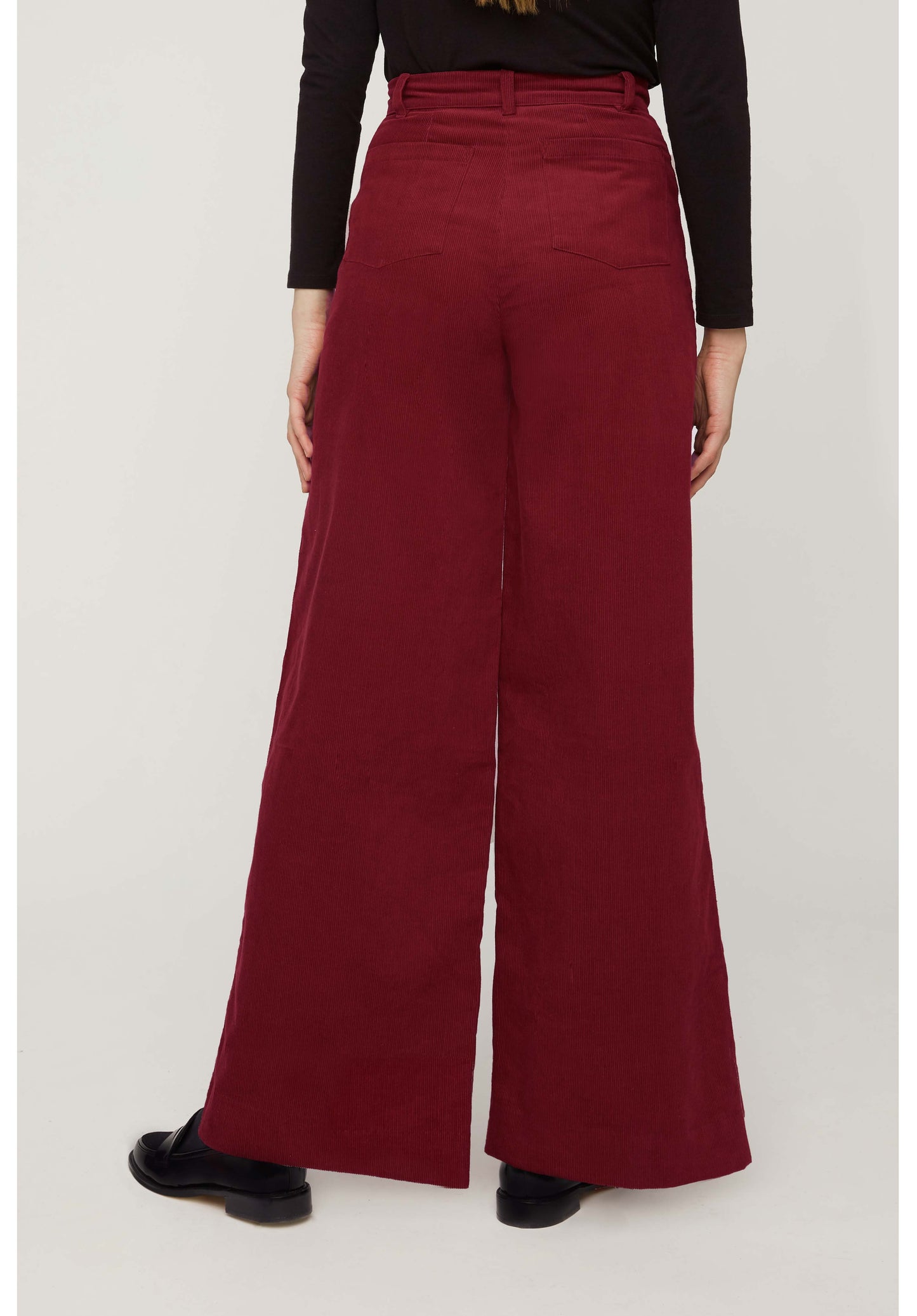 Pantalon large rouge velours en coton bio - noelle