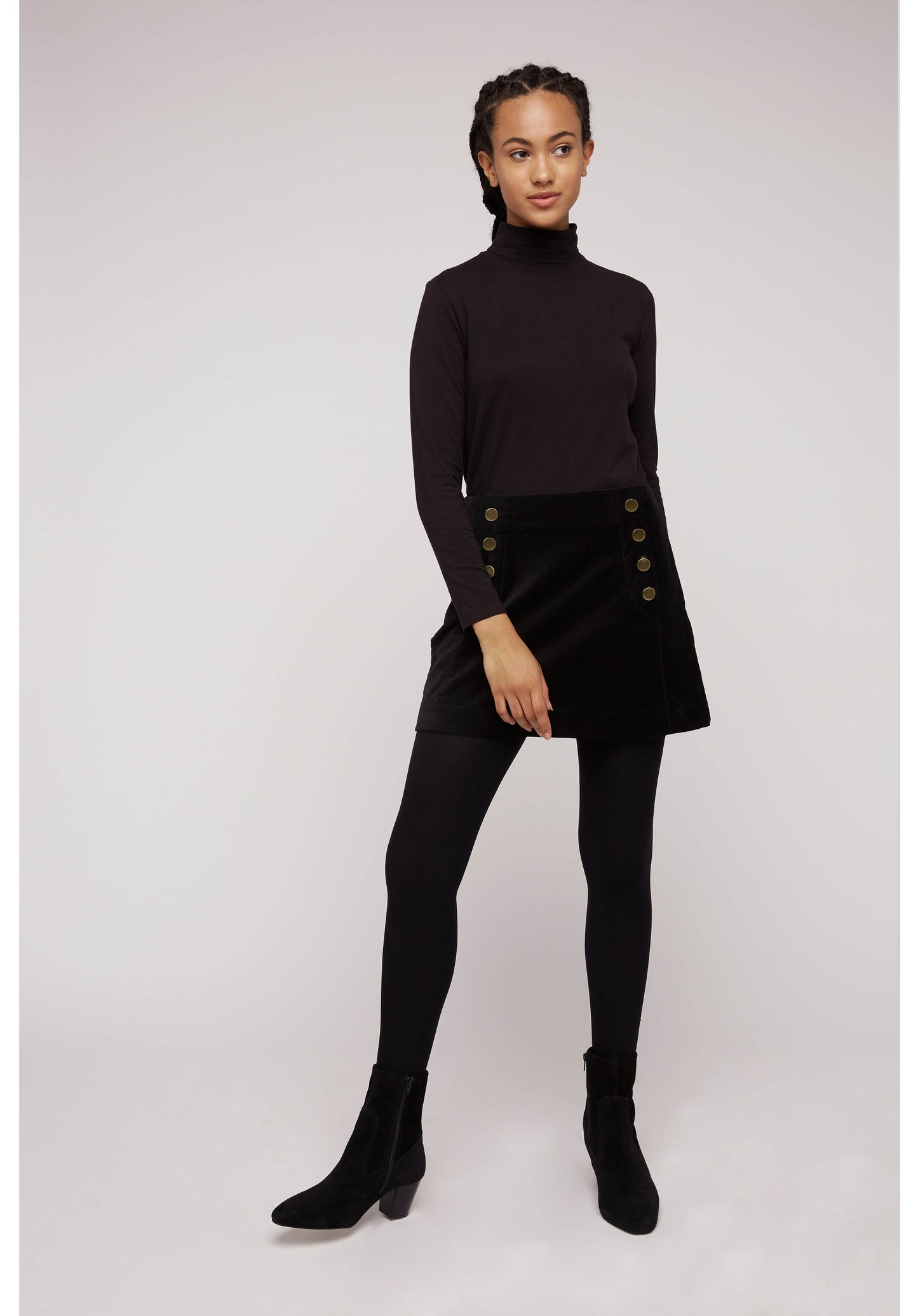 Jupe noire velours en coton bio - layla