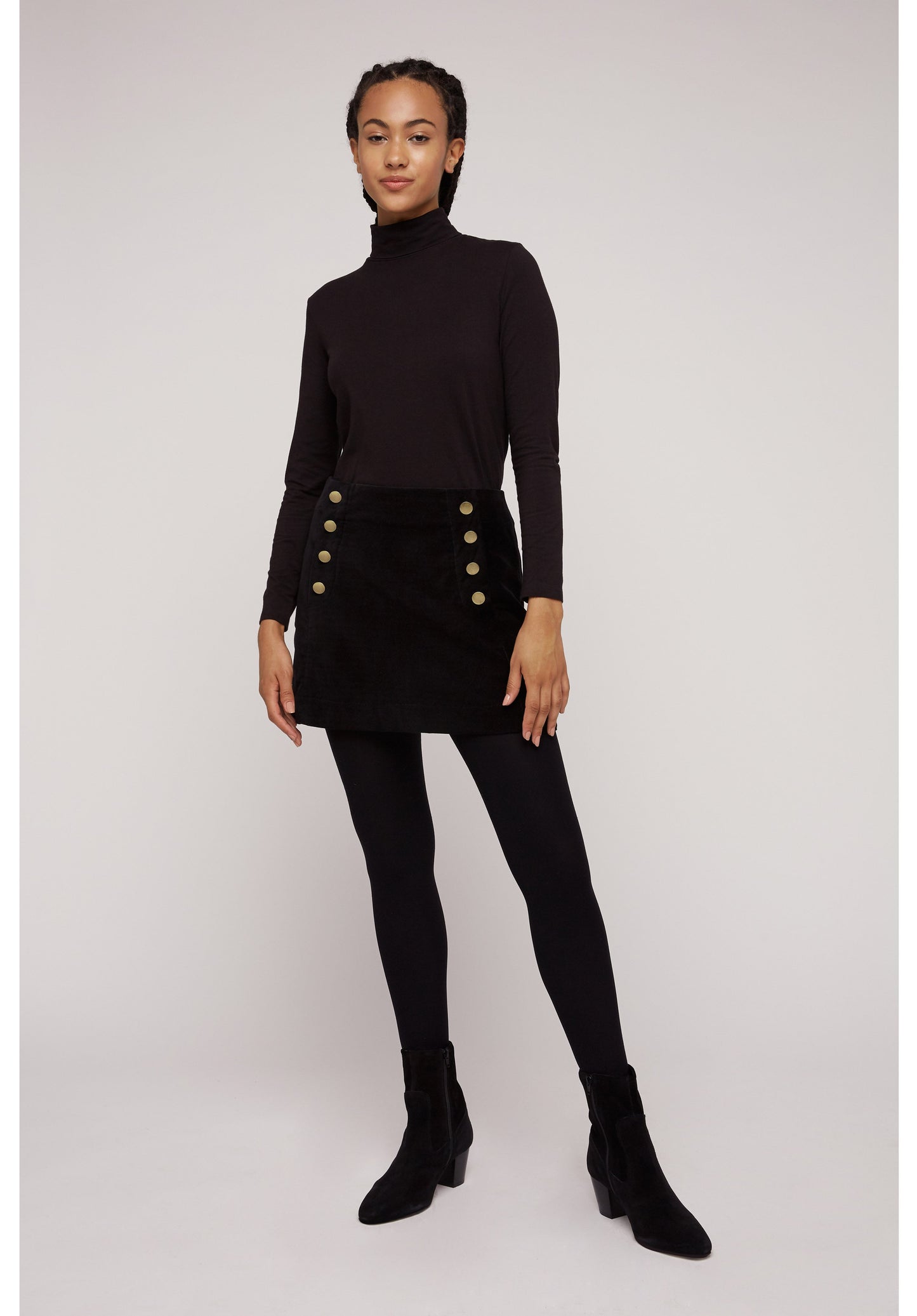 Jupe noire velours en coton bio - layla