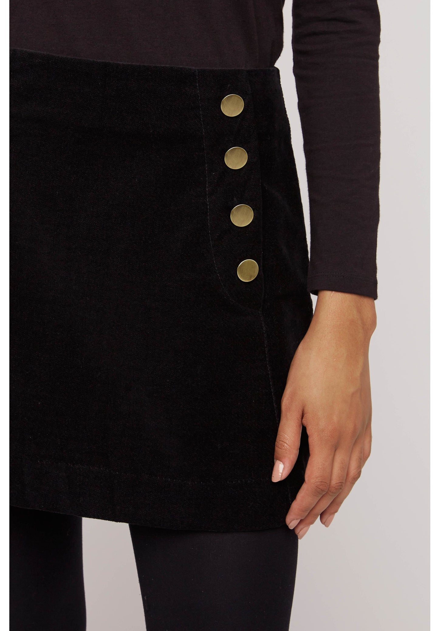 Jupe noire velours en coton bio - layla