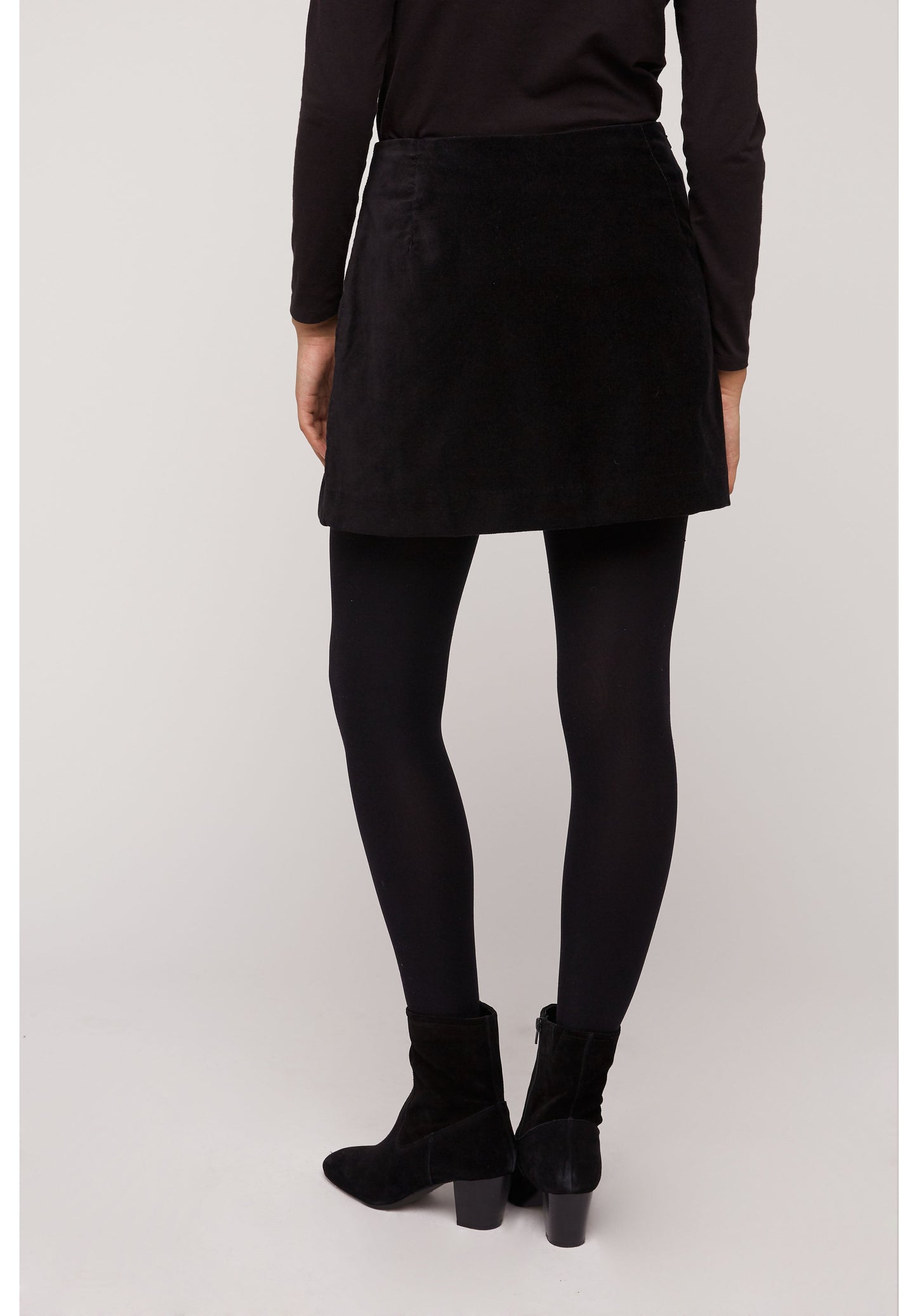Jupe noire velours en coton bio - layla