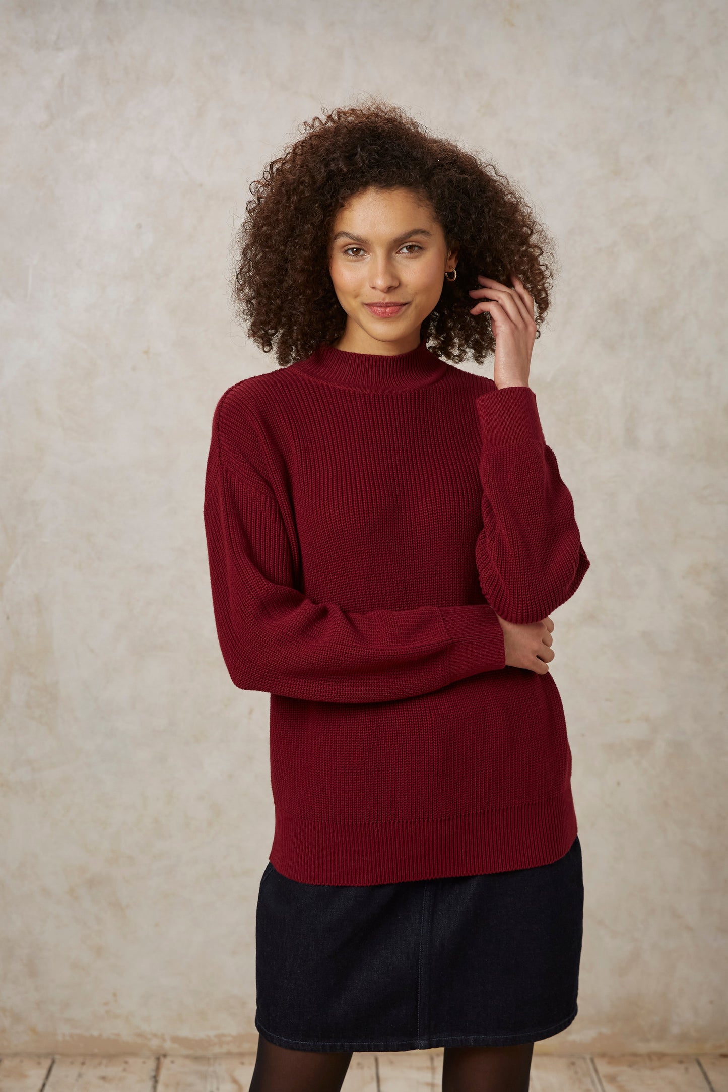 Pull maille bordeaux en coton bio - cody jumper burgundy