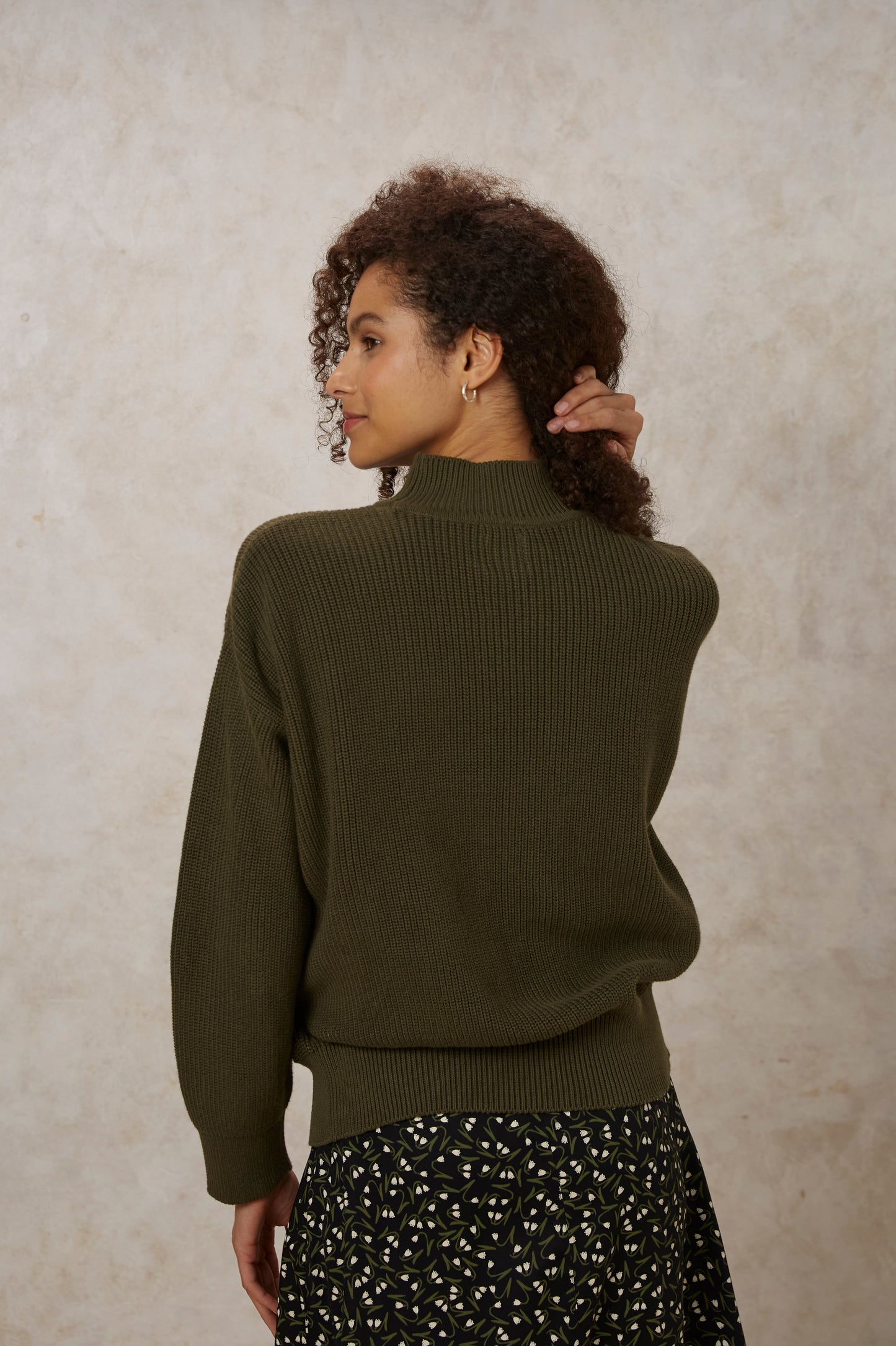 Pull maille kaki en coton bio - cody jumper khaki