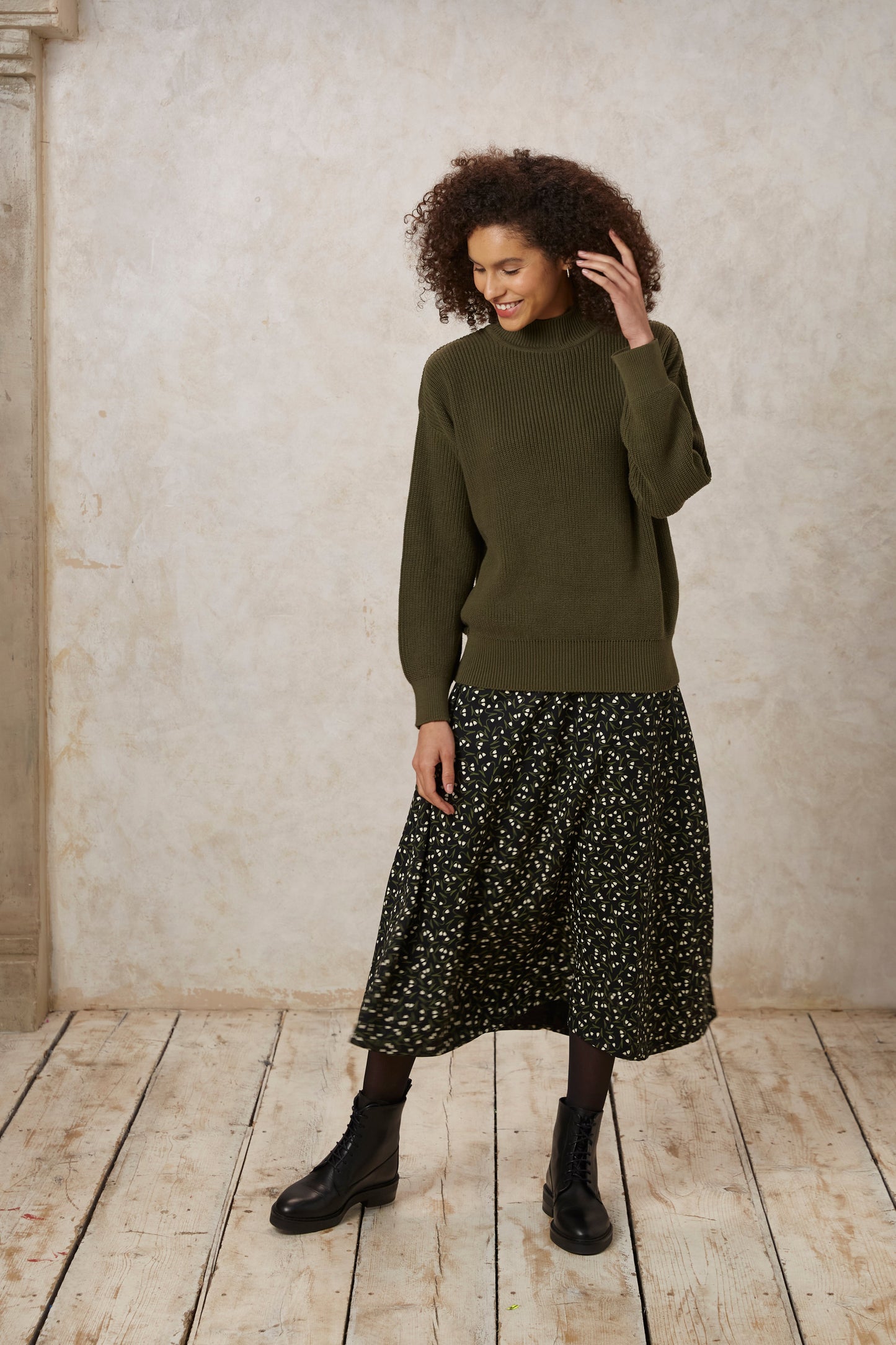 Pull maille kaki en coton bio - cody jumper khaki