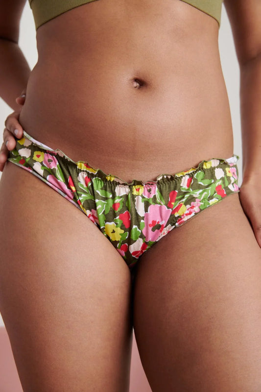 culotte bloomer en coton bio | fleurs kaki