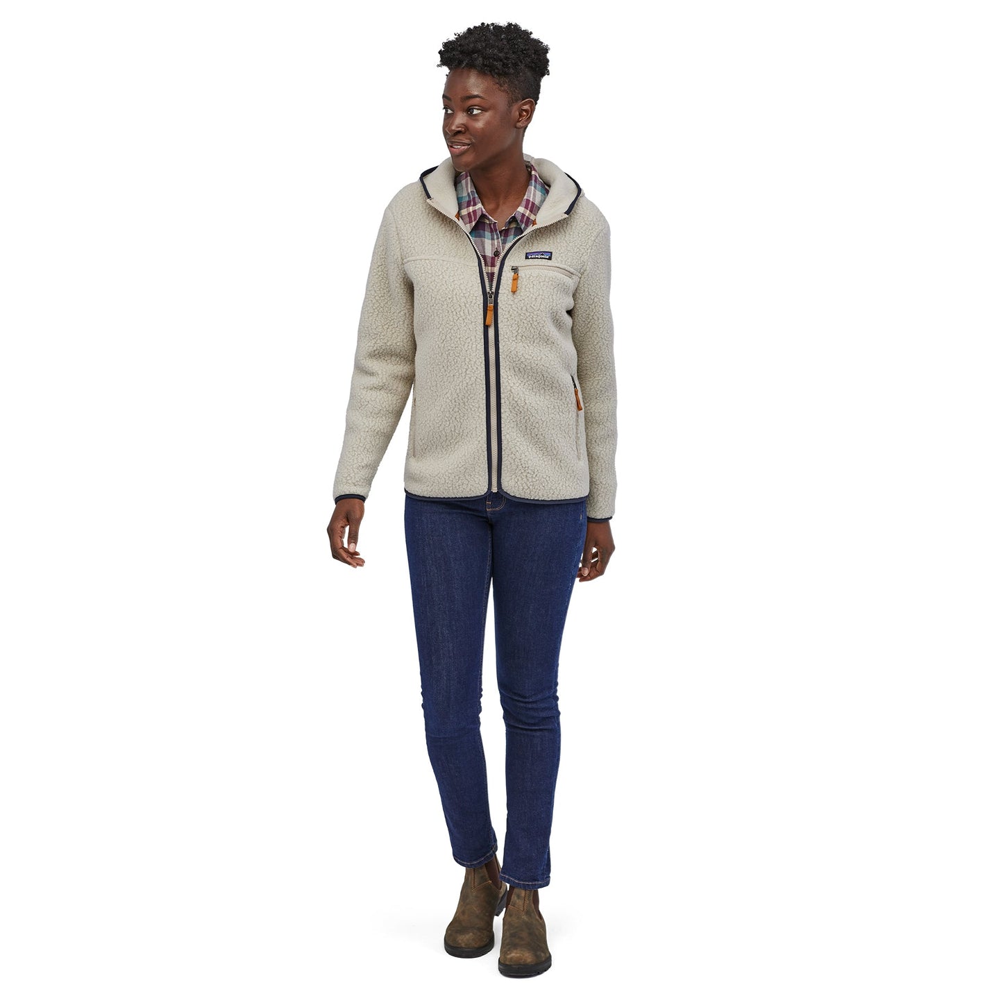 Polaire à capuche zippée en matière recyclée | écru "w's retro pile hoody pelican"