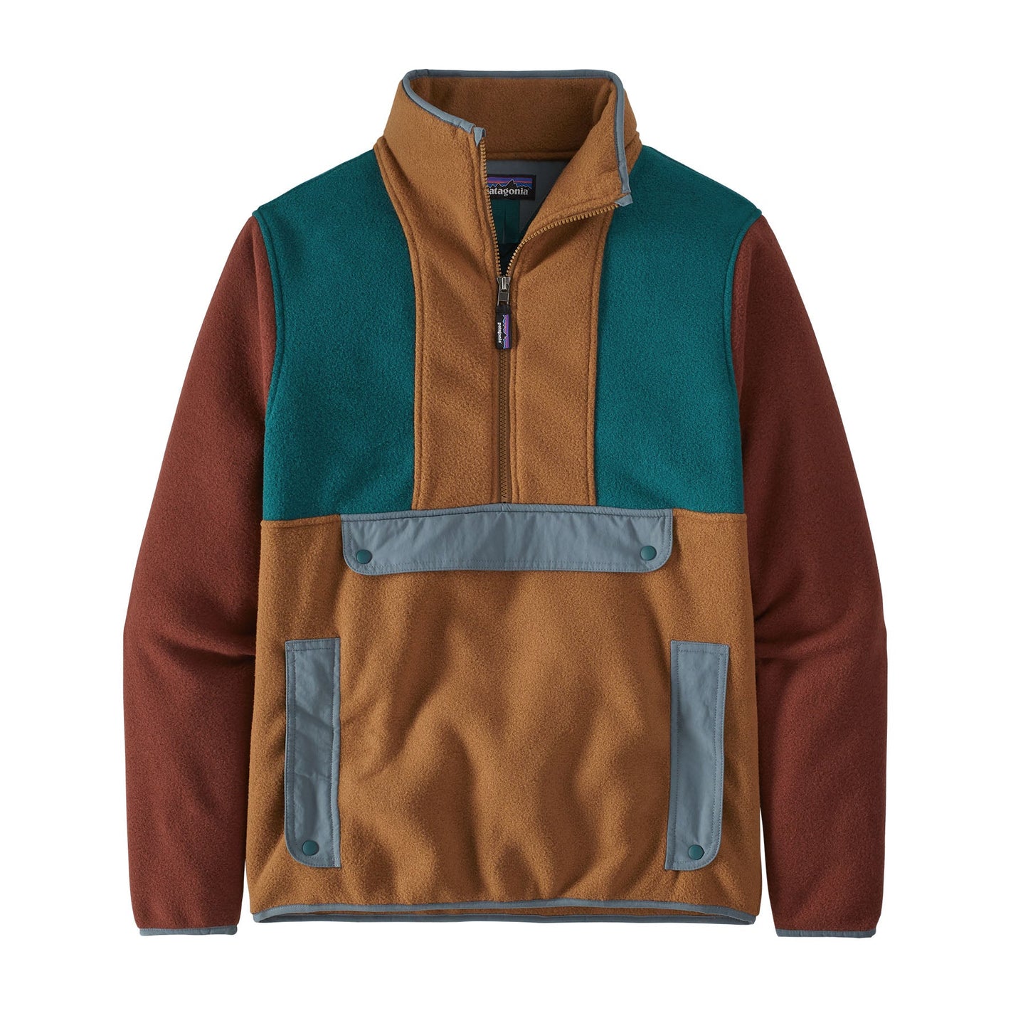 Polaire col zippé tricolore en recyclé - synch bear brown