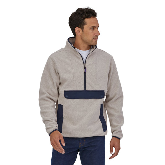 Polaire col zippé en recyclé | écru "synch oatmeal heather"