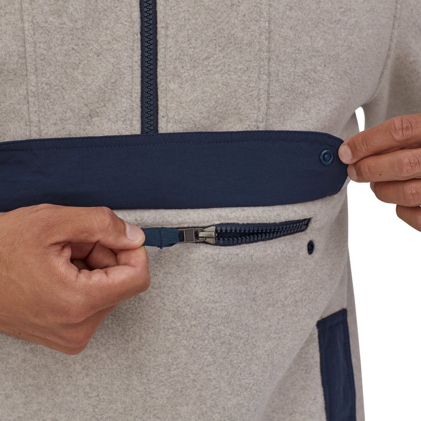Polaire col zippé en recyclé | écru "synch oatmeal heather"