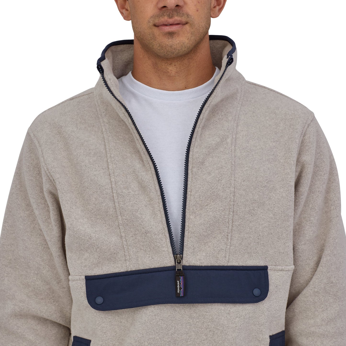 Polaire col zippé en recyclé | écru "synch oatmeal heather"