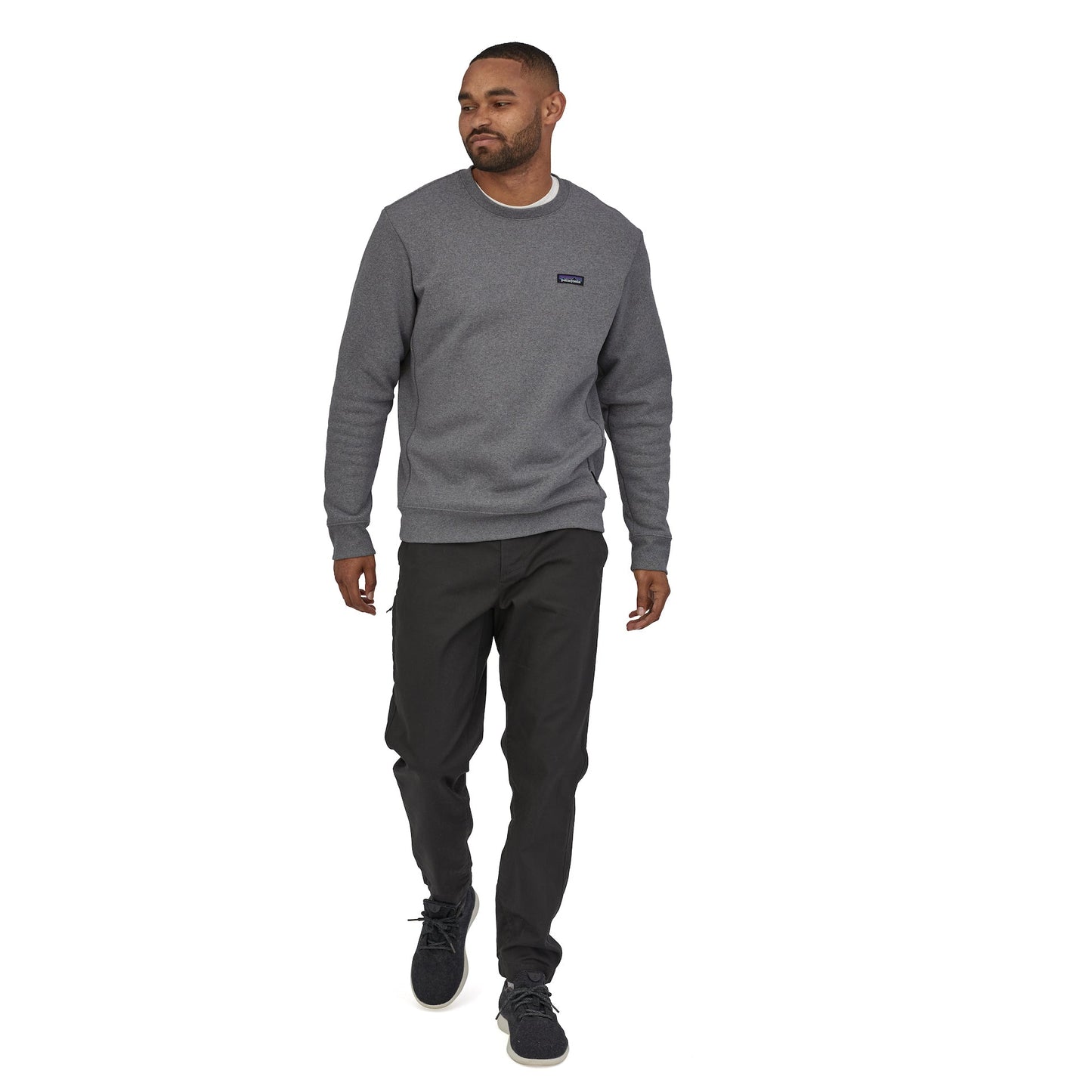 Sweat gris en coton bio et matière recyclée - p-6 label uprisal crew sweatshirt gravel heather