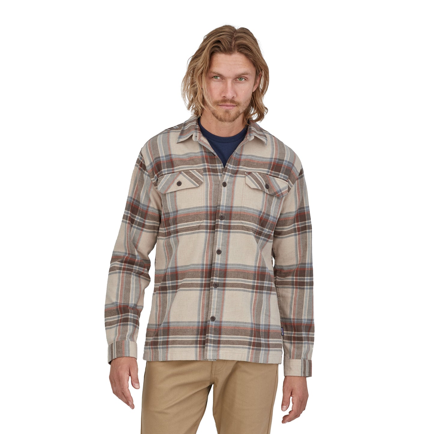 Chemise à carreaux en flanelle de coton bio | Écru "organic cotton fjord flannel nautilus tan"