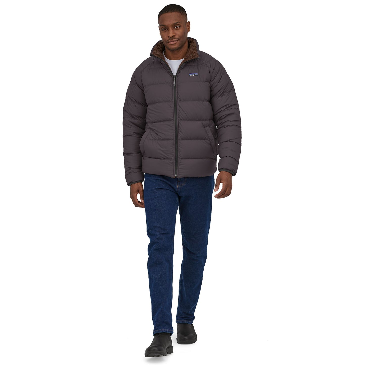 Doudoune réversible polaire en recyclé | noir "m's reversible silent down jkt ink black"