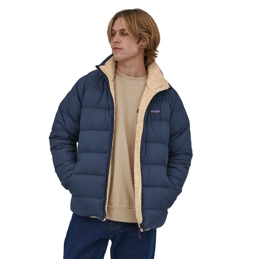 Doudoune réversible polaire en recyclé | marine écru "m's reversible silent down jkt new navy"
