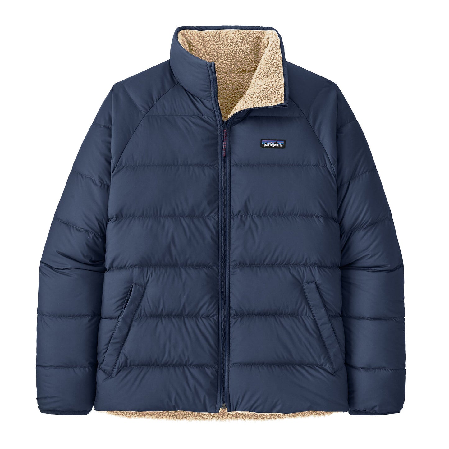 Doudoune réversible polaire en recyclé | marine écru "m's reversible silent down jkt new navy"