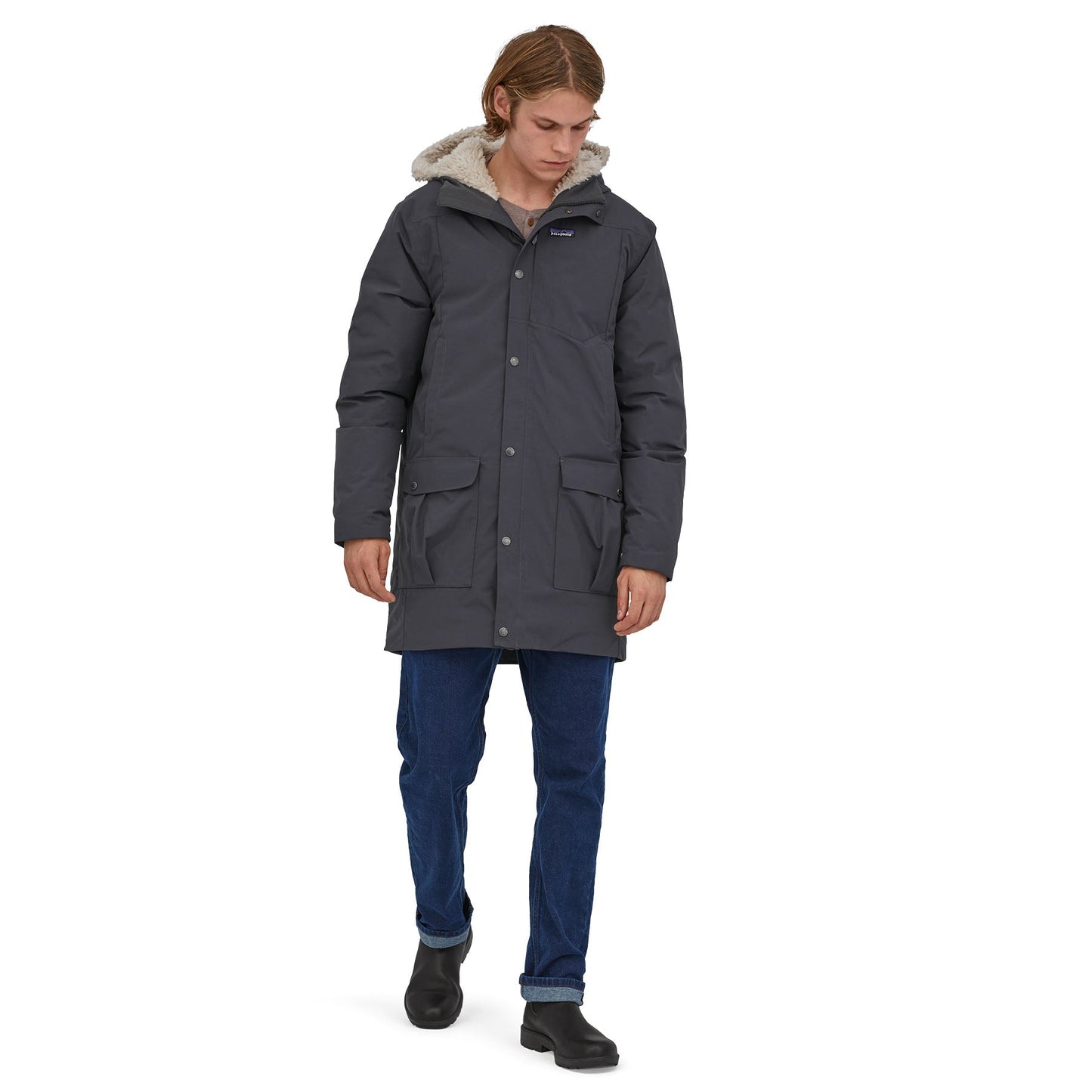 Parka noire doublée polaire en recyclé - downdrift parka ink black