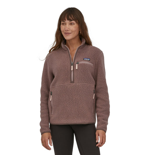 Polaire col zippé en recyclé | marron "retro pile marsupial dusky brown"