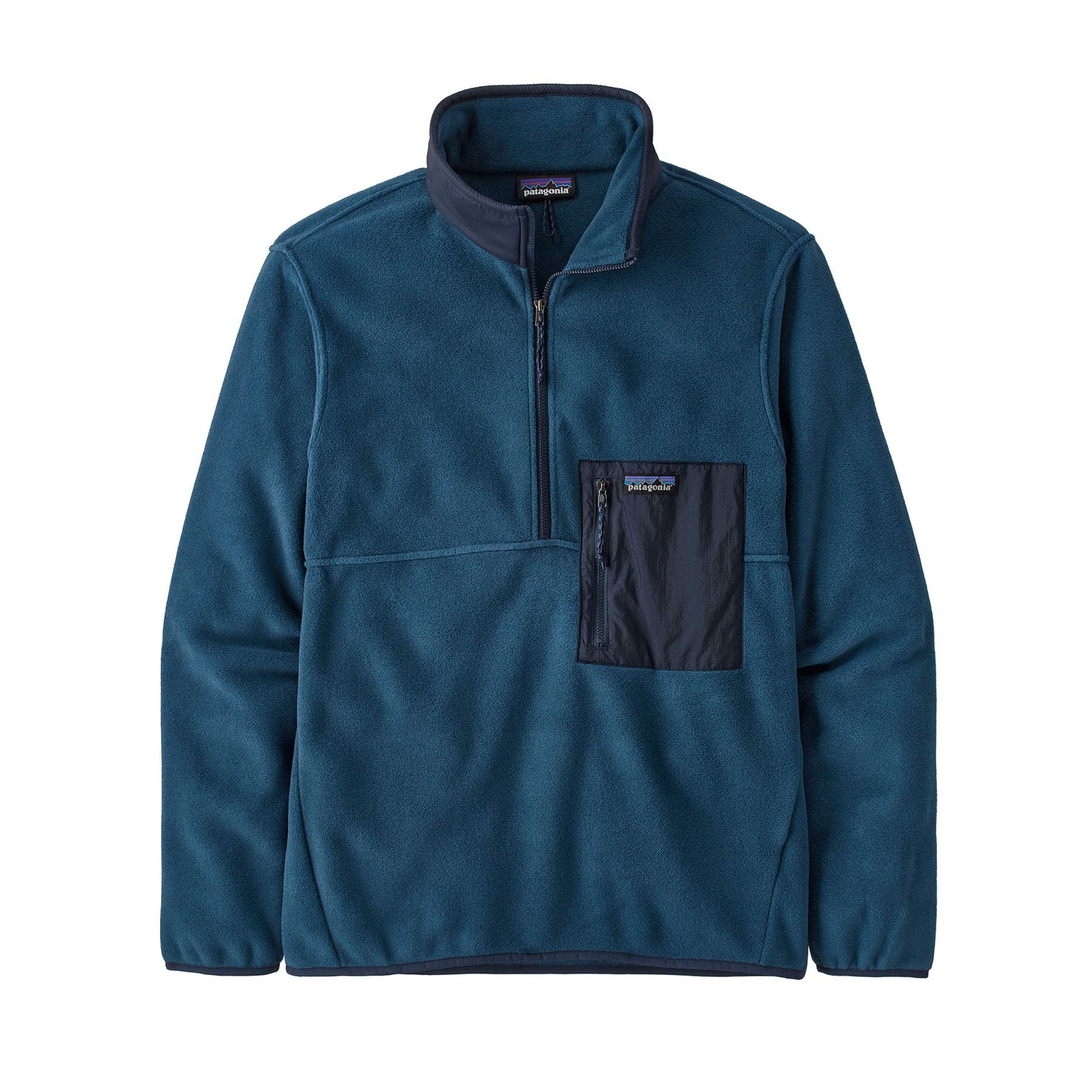 Polaire col zippé en recyclé | Bicolore "microdini tidepool blue"